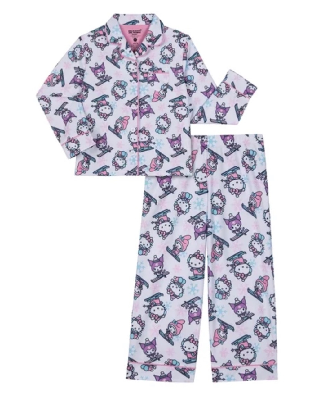 Hello Kitty Girls Notch Collar Top & Sleep Pants Pajama Set, 2-Piece Sz.8